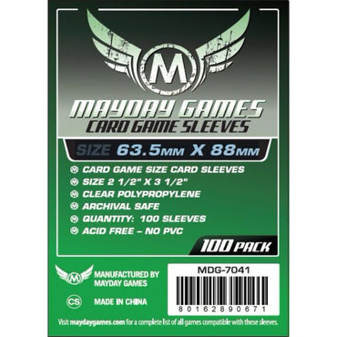 Mayday Card Game Sleeves 63.5 MM X 88 MM (Standard Size) (Penny Sleeve) 100ct