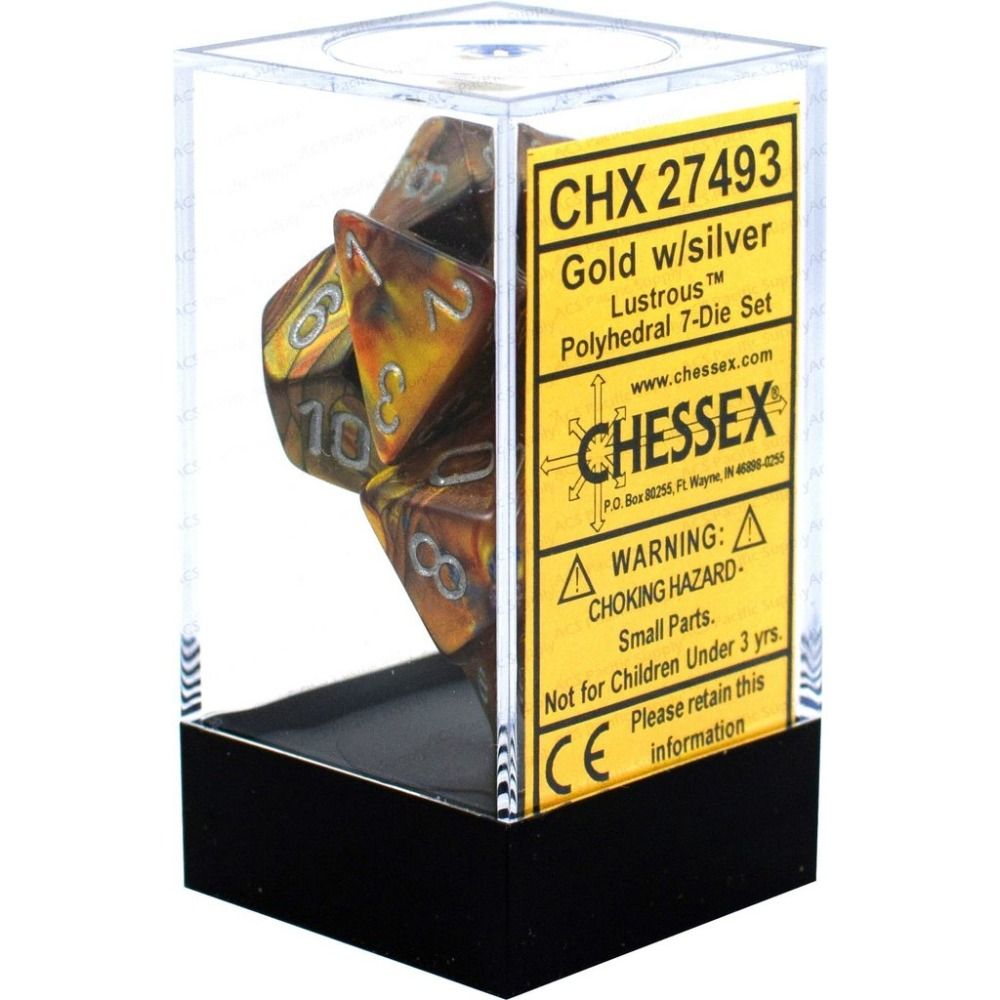 CHX27493 Lustrous Gold/silver Polyhedral Dice