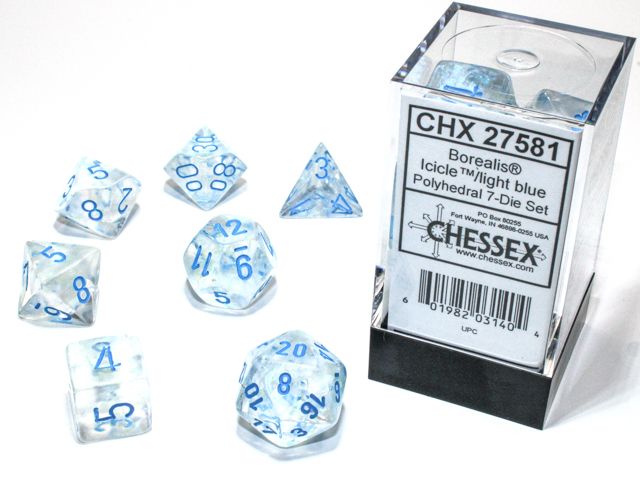 CHX27581 Borealis Icicle/Light Blue Polyhedral Dice
