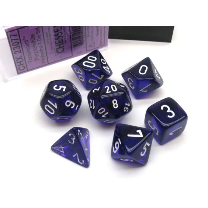 CHX23077 Translucent Purple/White Polyhedral Dice