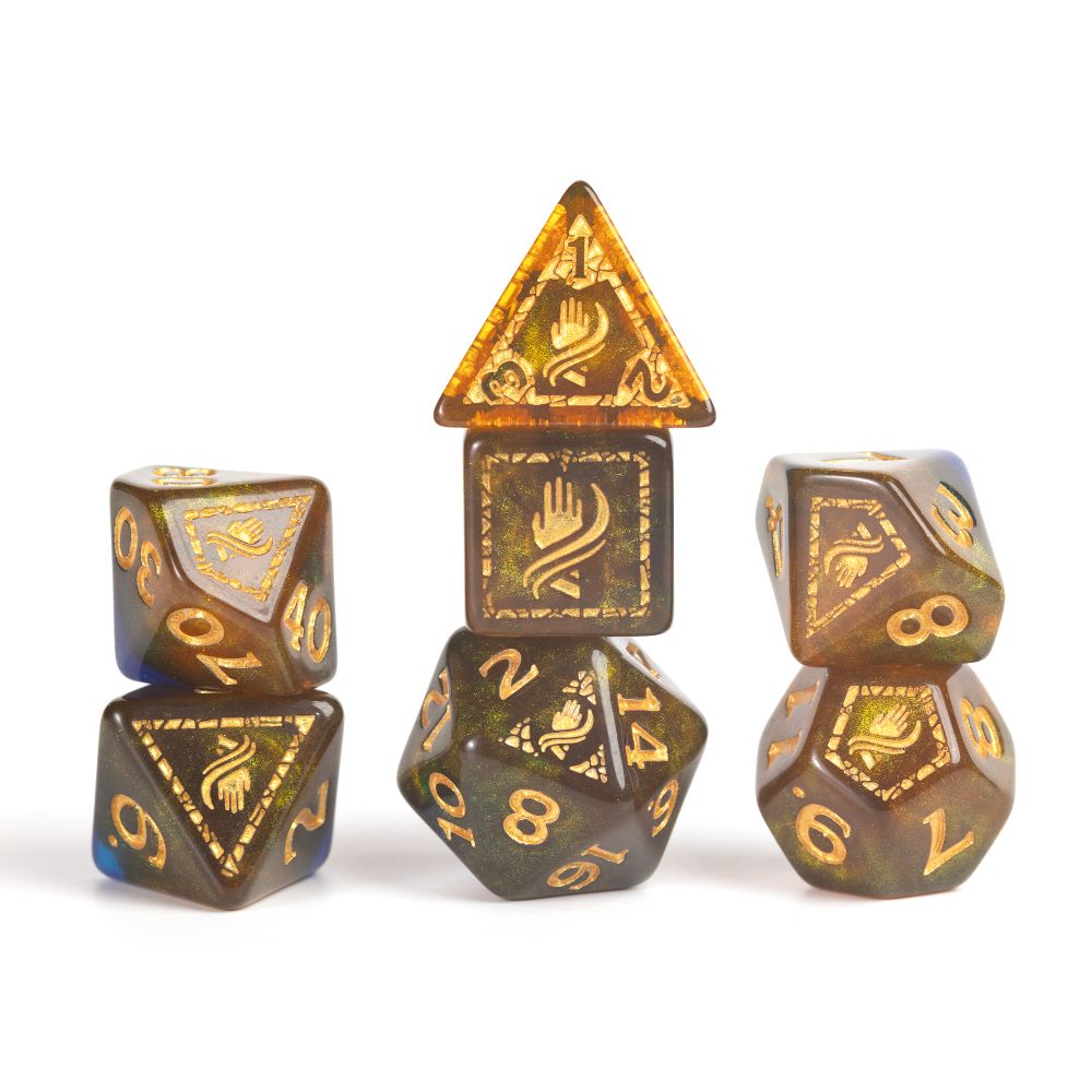 Sirius Dice - D&D Adventure Dice - Monk - Blue / Gold