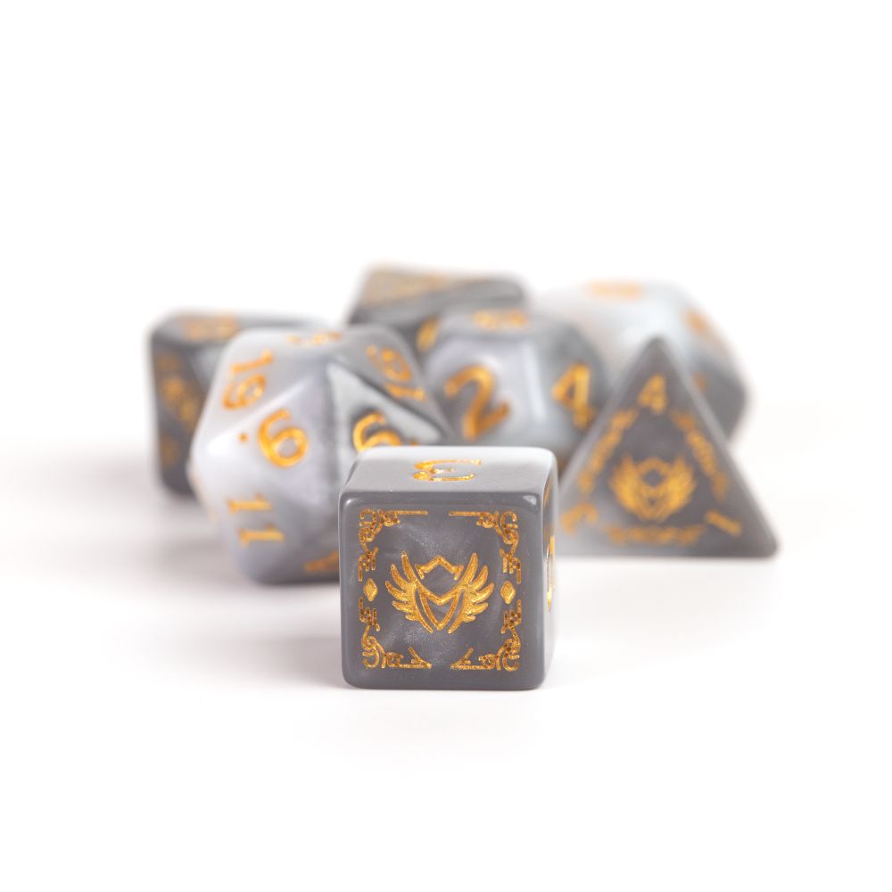 Sirius Dice - D&D Adventure Dice - Paladin - White / Grey