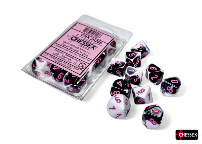 CHX26269 Gemini Black-White/pink Set of 10 d10s