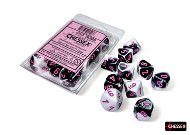 CHX26269 Gemini Black-White/pink Set of 10 d10s