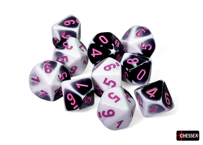 CHX26269 Gemini Black-White/pink Set of 10 d10s
