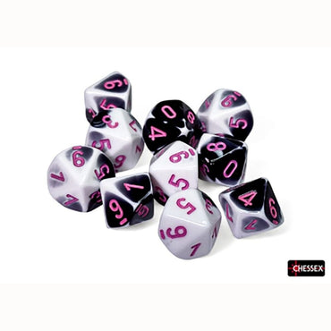 CHX26269 Gemini Black-White/pink Set of 10 d10s