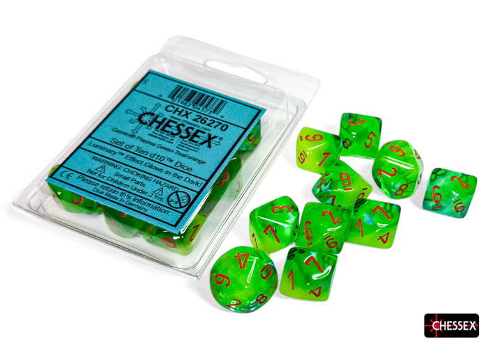 CHX26270 Gemini Plasma Green-Teal/orange Luminary Set of 10 d10s