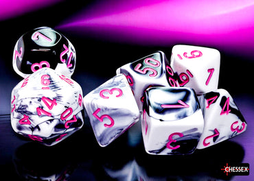 CHX26469 Gemini Black-White/pink Polyhedral 7-Dice Set