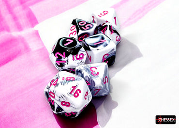 CHX26469 Gemini Black-White/pink Polyhedral 7-Dice Set