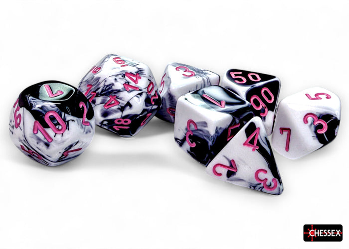 CHX26469 Gemini Black-White/pink Polyhedral 7-Dice Set