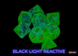 CHX26470 Gemini Plasma Green-Teal/orange Luminary Polyhedral 7-Dice Set