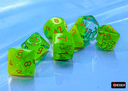 CHX26470 Gemini Plasma Green-Teal/orange Luminary Polyhedral 7-Dice Set