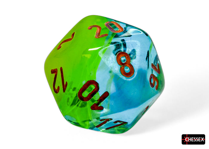 CHX26470 Gemini Plasma Green-Teal/orange Luminary Polyhedral 7-Dice Set