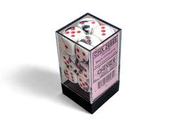 CHX 26669 Gemini Black-White/pink 16mm d6 Dice Block 12 dice set