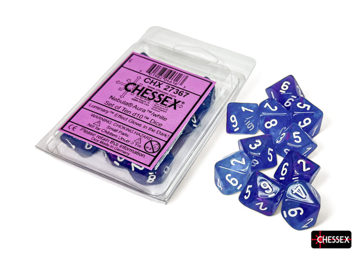 CHX 27367 Nebula Aura/white Luminary Set of Ten d10s