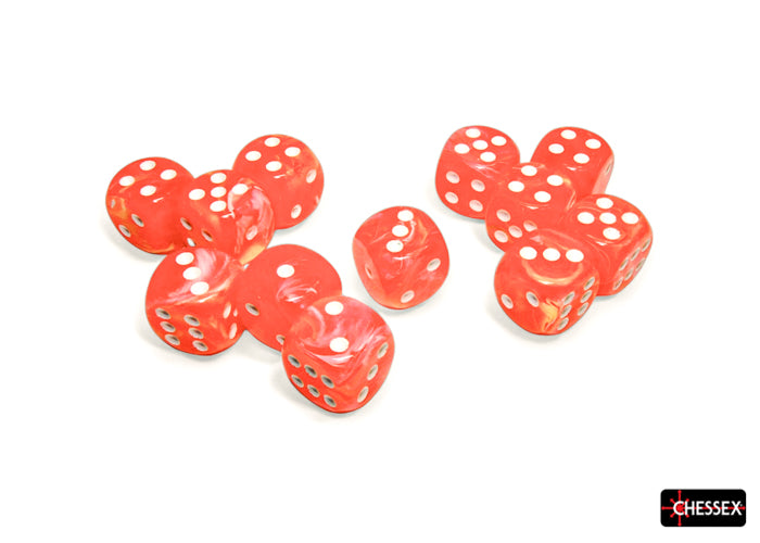 CHX 27753 Festive Dahlia/white 16mm d6 Dice Block 12 dice set