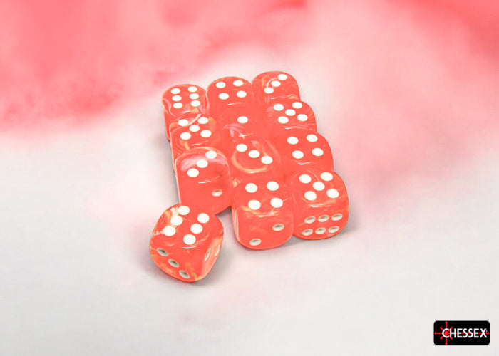 CHX 27753 Festive Dahlia/white 16mm d6 Dice Block 12 dice set