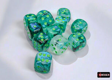 CHX 27795 Borealis Kelp/light green Luminary 16mm d6 Dice Block 12 dice set