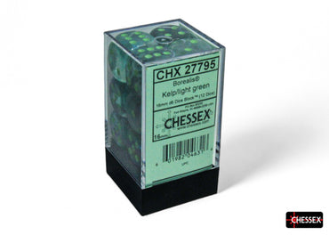 CHX 27795 Borealis Kelp/light green Luminary 16mm d6 Dice Block 12 dice set