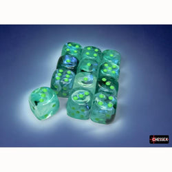 CHX 27795 Borealis Kelp/light green Luminary 16mm d6 Dice Block 12 dice set