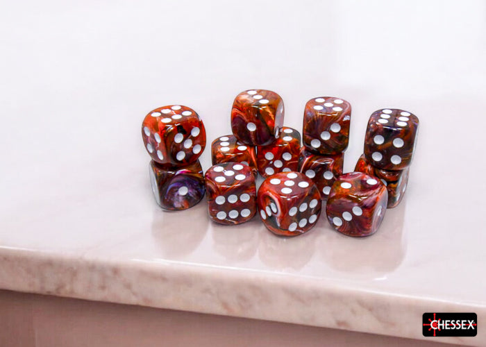 CHX 27743 Festive Symphony/white 16mm d6 Dice Block 12 dice set