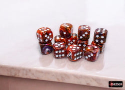 CHX 27743 Festive Symphony/white 16mm d6 Dice Block 12 dice set