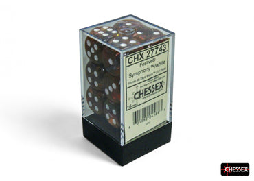 CHX 27743 Festive Symphony/white 16mm d6 Dice Block 12 dice set