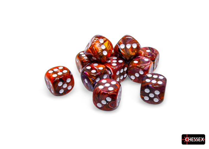 CHX 27743 Festive Symphony/white 16mm d6 Dice Block 12 dice set