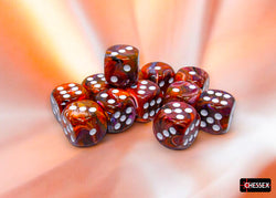 CHX 27743 Festive Symphony/white 16mm d6 Dice Block 12 dice set