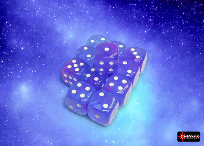 CHX 27767 Nebula Aura/white Luminary 16mm d6 Dice Block 12 dice set