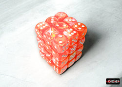 CHX 27953 Festive Dahlia/white Luminary 12mm d6 Dice Block 36 dice set