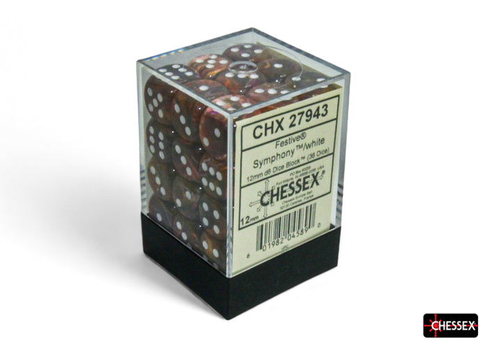 CHX 27943 Festive Symphony/white 12mm d6 Dice Block 36 dice set