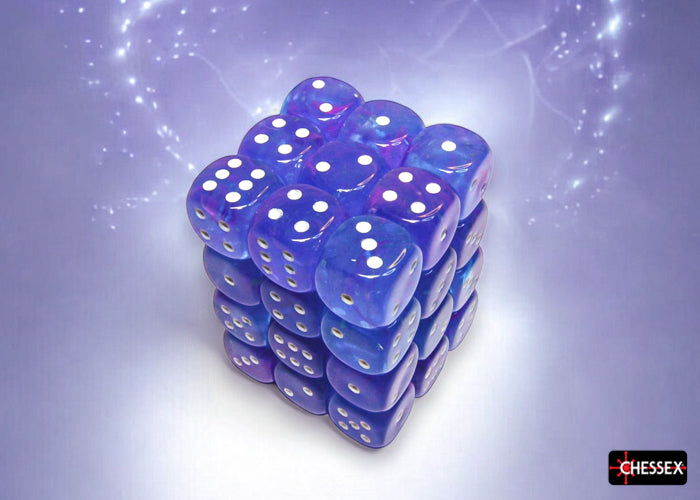 CHX 27967 Nebula Aura/white Luminary 12mm d6 Dice Block 36 dice set