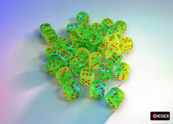 CHX 26870 Gemini Plasma Green-Teal/orange Luminary 12mm d6 Dice Block 36 dice set