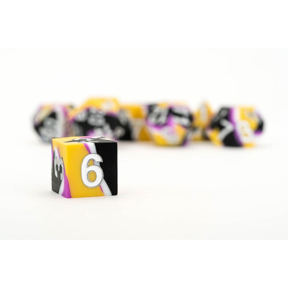 Fanroll: 16mm Pride Sharp Edge Silicone Rubber Poly Dice Set: Nonbinary