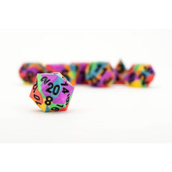 Fanroll: 16mm Pride Sharp Edge Silicone Rubber Poly Dice Set: Rainbow Flag