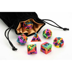 Fanroll: 16mm Pride Sharp Edge Silicone Rubber Poly Dice Set: Rainbow Flag