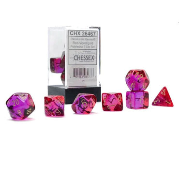 CHX26467 Gemini Translucent Red-Violet/gold Luminary Polyhedral Dice