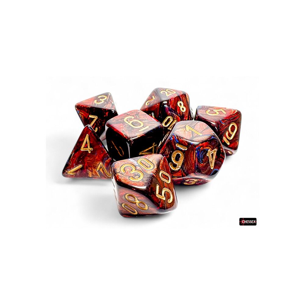 CHX 22419 Scarab Mega-hedral Blue Blood/gold 7-Die Set