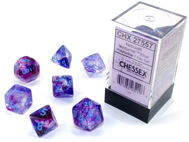 CHX27557 Nebula Polyhedral Nocturnal/Blue Luminary Polyhedral Dice