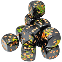 CHX 24605 Brush Deep Forest/gold 16mm d6 Dice Block (12 dice)