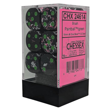 CHX 24614 Brush Paintball/green 16mm d6 Dice Block (12 dice)