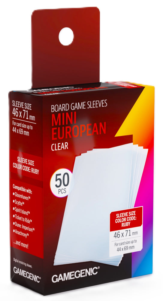 Gamegenic Board Game Card Sleeves - Mini European-Sized Clear 46mm x 71mm 50ct