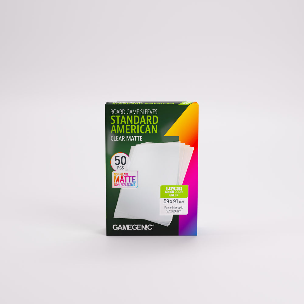 Gamegenic Board Game Card Sleeves - Standard American Clear Matte 59mm x 91mm 50ct