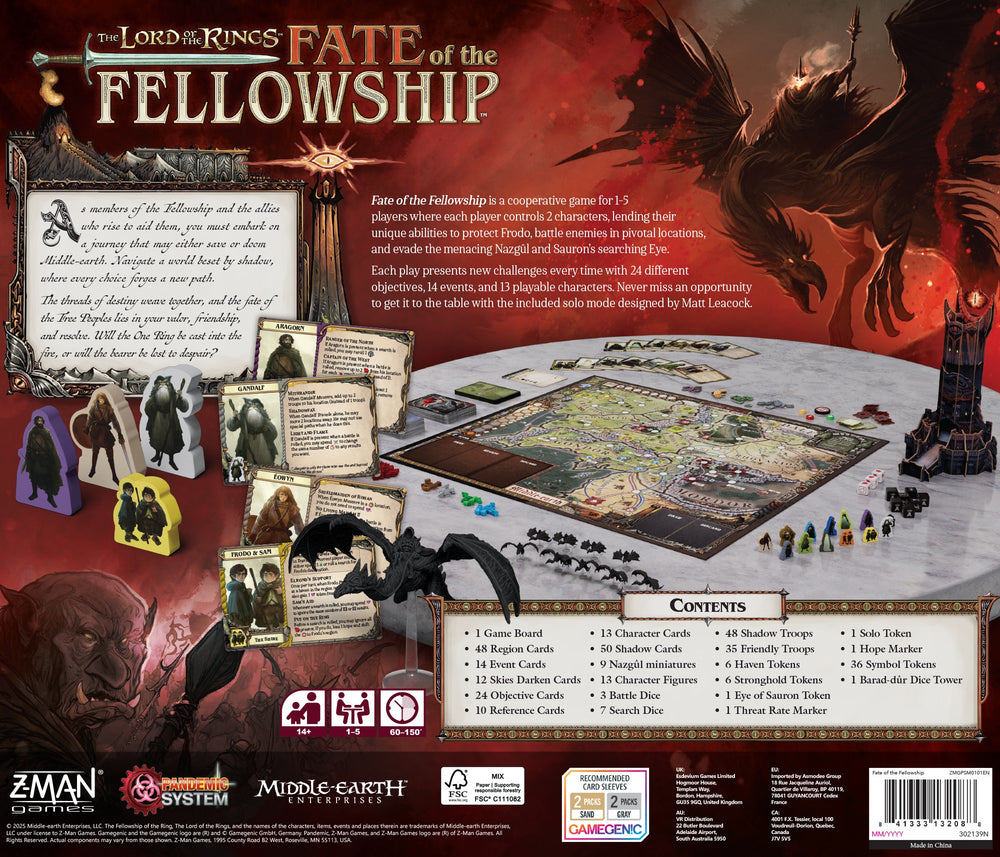 Lord of the Rings Fate of the Fellowship - A Pandemic System Game