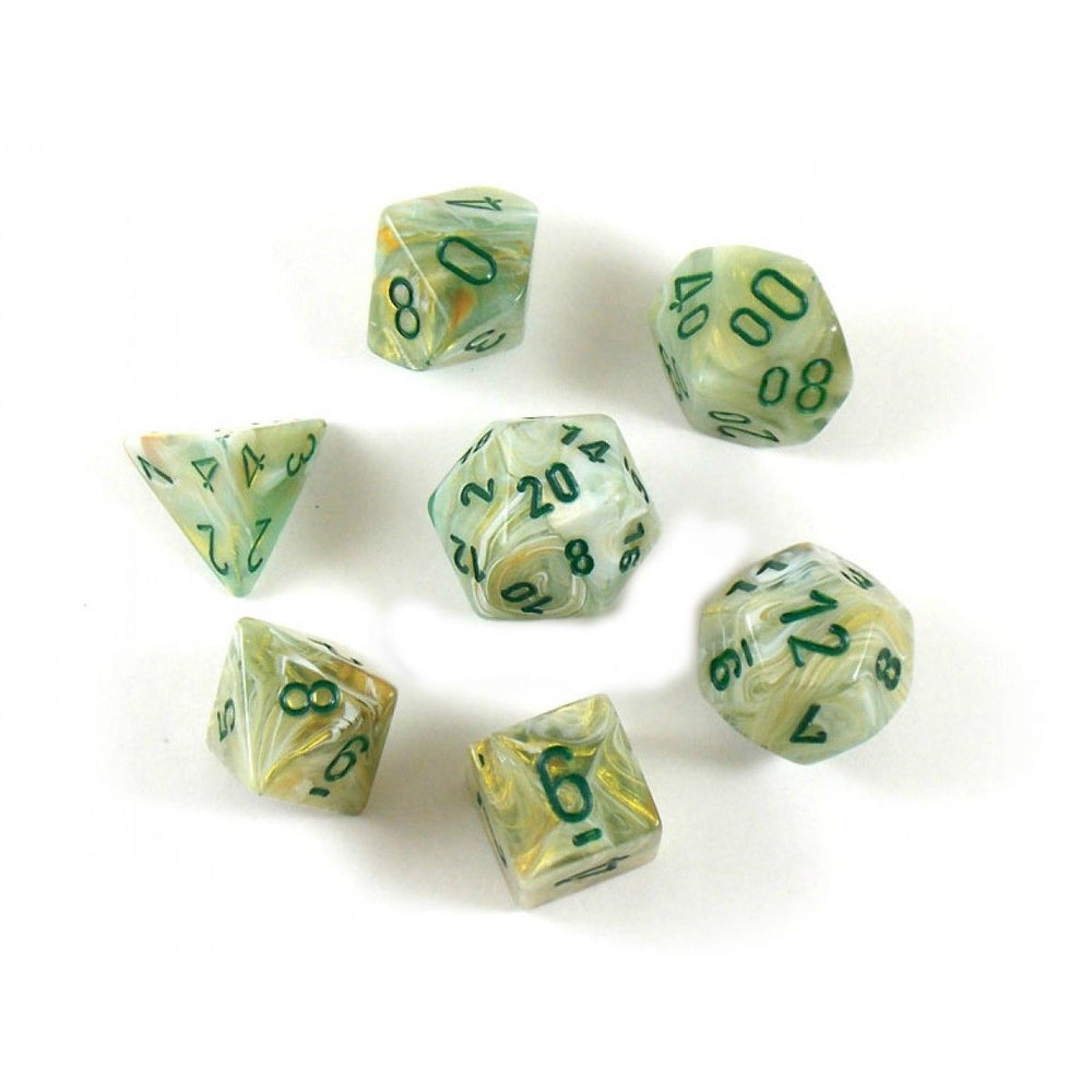 CHX27409 Marble Green/Dark Green Polyhedral Dice