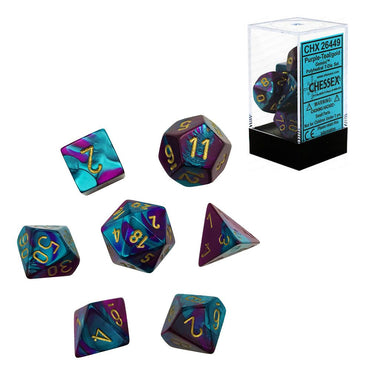 CHX26449 Gemini Purple-Teal/Gold Polyhedral Dice