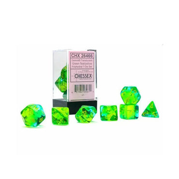 CHX26466 Gemini Translucent Green-Teal/yellow Polyhedral Dice