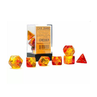 CHX26468 Gemini Translucent Red-Yellow/Gold Polyhedral Dice