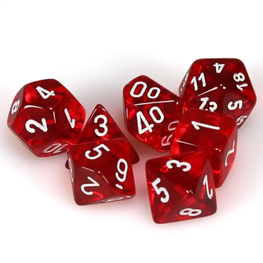 CHX23074 Translucent Red/White Polyhedral Dice